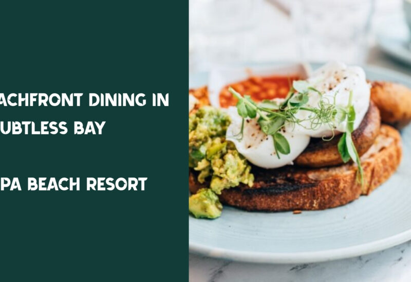 Poached eggs on toasted sourdough with smashed avocado at Taipa Beach Resort Restaurant in Doubtless Bay, Northland.